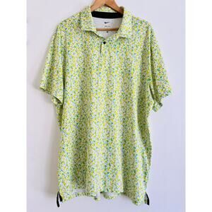 Nike Men's Printed Golf Sport Polo Shirt XL Green Black White Athletic Dri-Fit